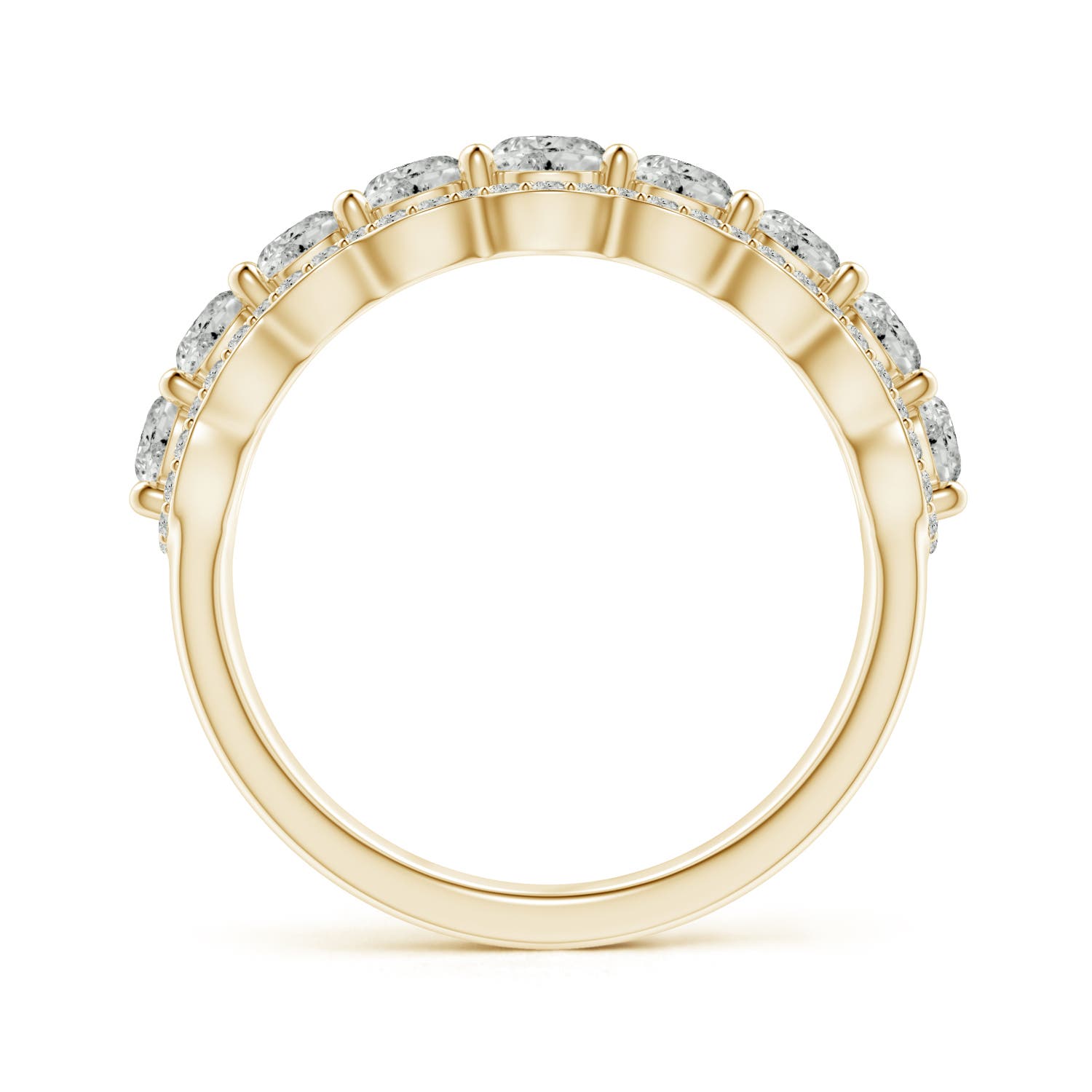 3.7mm KI3 Scalloped-Edge Diamond Nine Stone Anniversary Ring in Yellow Gold