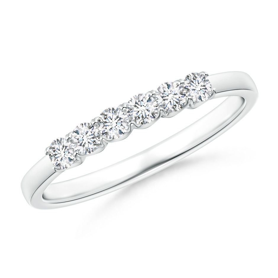 2.3mm GVS2 Fishtail-Set Diamond Six Stone Wedding Ring in 18K White Gold 