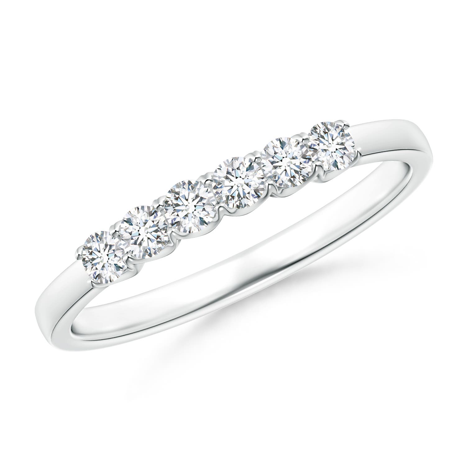 2.3mm GVS2 Fishtail-Set Diamond Six Stone Wedding Ring in P950 Platinum