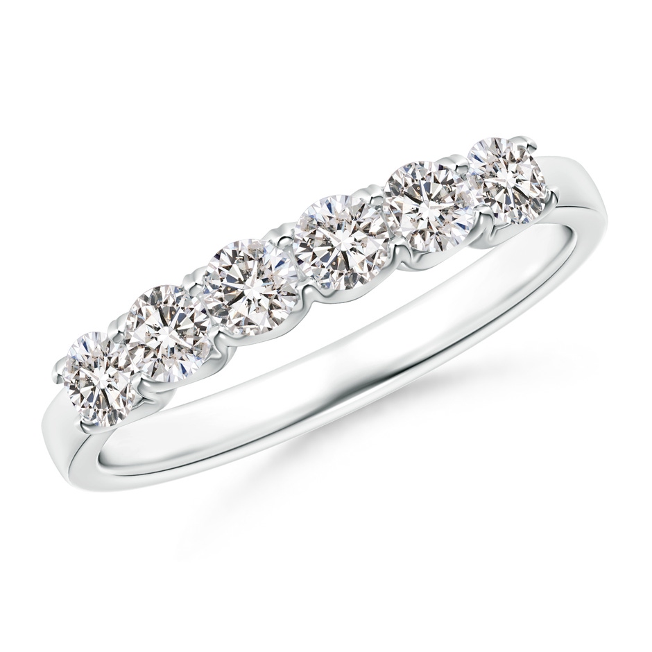 3mm IJI1I2 Fishtail-Set Diamond Six Stone Wedding Ring in White Gold 