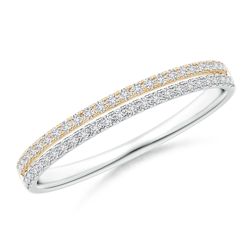 1mm HSI2 U-Pave Set Diamond Wedding Ring in Two Tone Gold in White Gold Yellow Gold