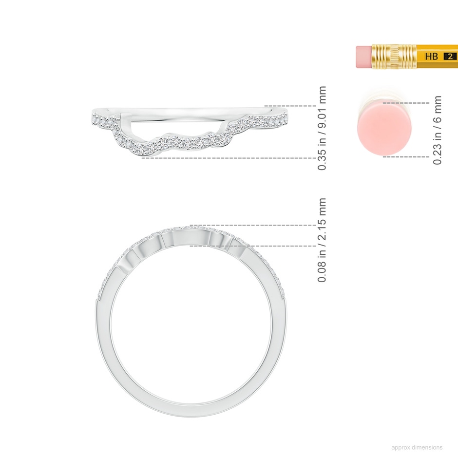 1.1mm HSI2 Prong-Set Diamond Contoured Wedding Ring in White Gold ruler