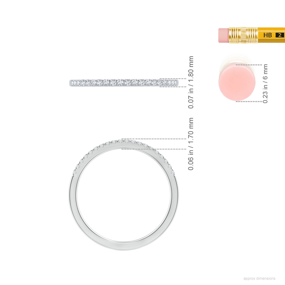 1.1mm GHVS Classic Diamond Half Eternity Women's Wedding Ring in 18K White Gold ruler