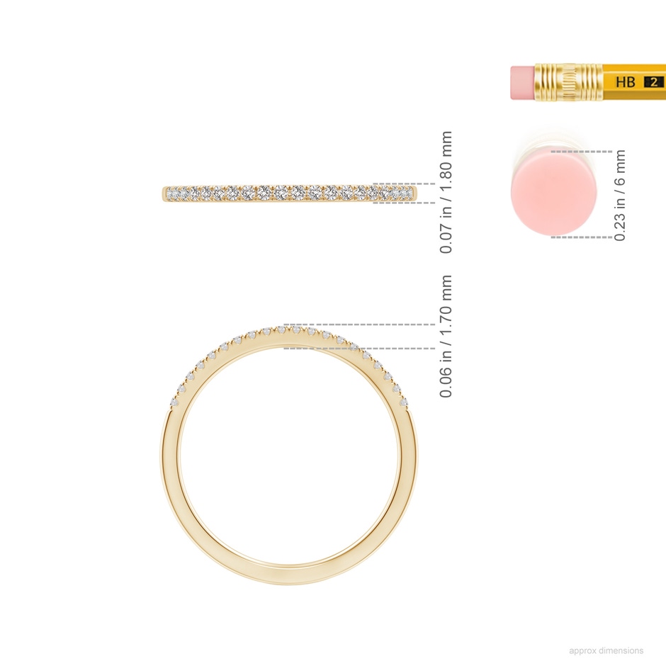 1.1mm II1 Classic Diamond Half Eternity Women's Wedding Ring in Yellow Gold ruler