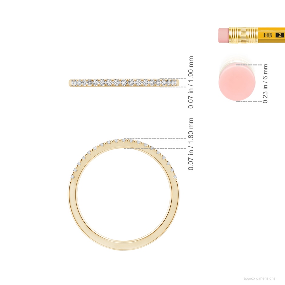 1.2mm HSI2 Classic Diamond Half Eternity Women's Wedding Ring in 18K Yellow Gold ruler