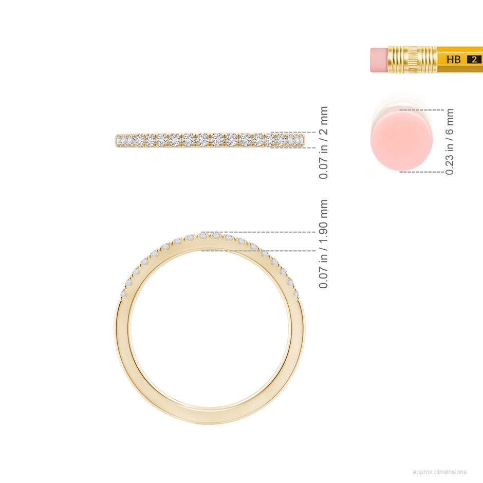 1.3mm HSI2 Classic Diamond Half Eternity Women's Wedding Ring in 18K Yellow Gold ruler