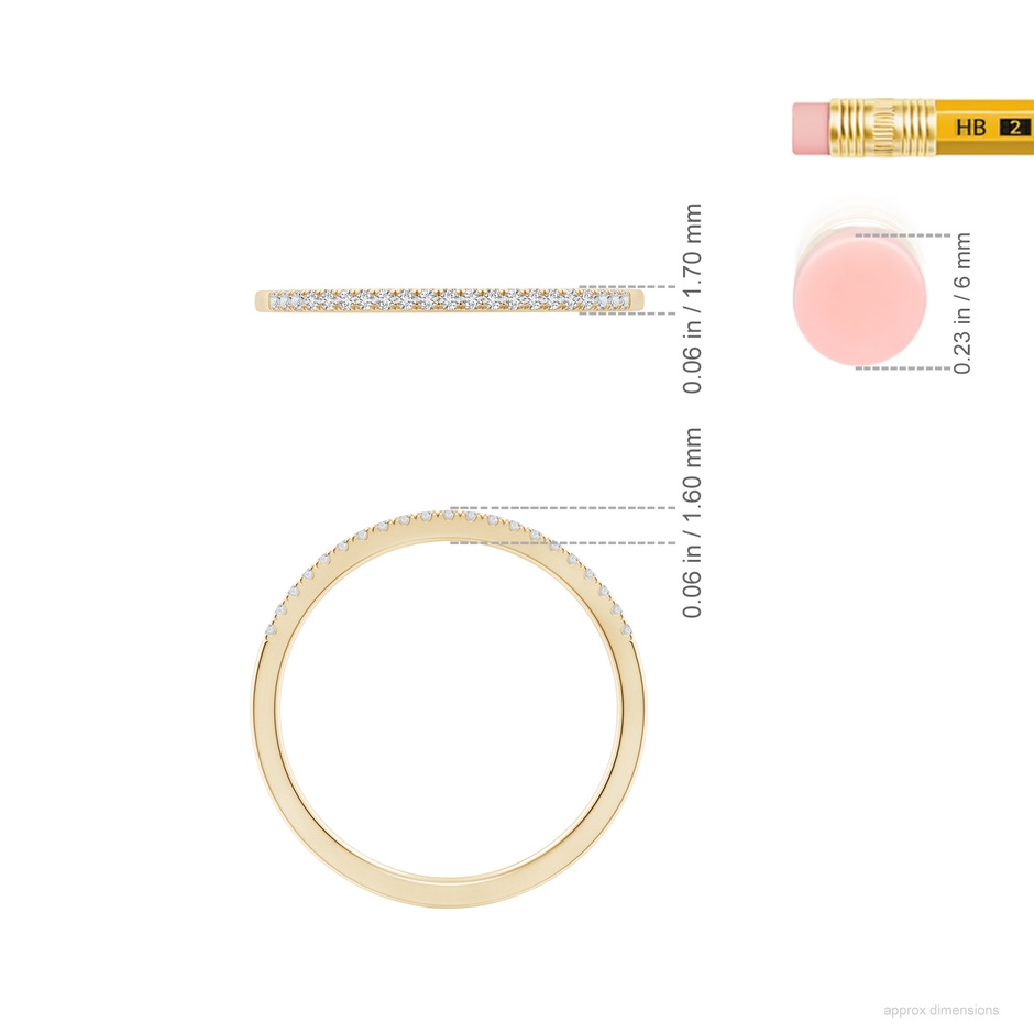 1mm HSI2 Classic Diamond Half Eternity Women's Wedding Ring in Yellow Gold ruler