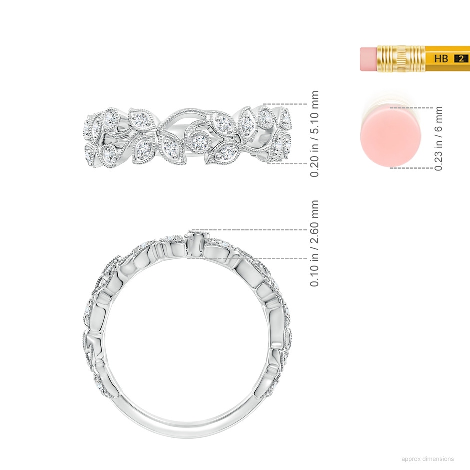 1.3mm GVS2 Nature Inspired Round Diamond Vine Ring in White Gold ruler