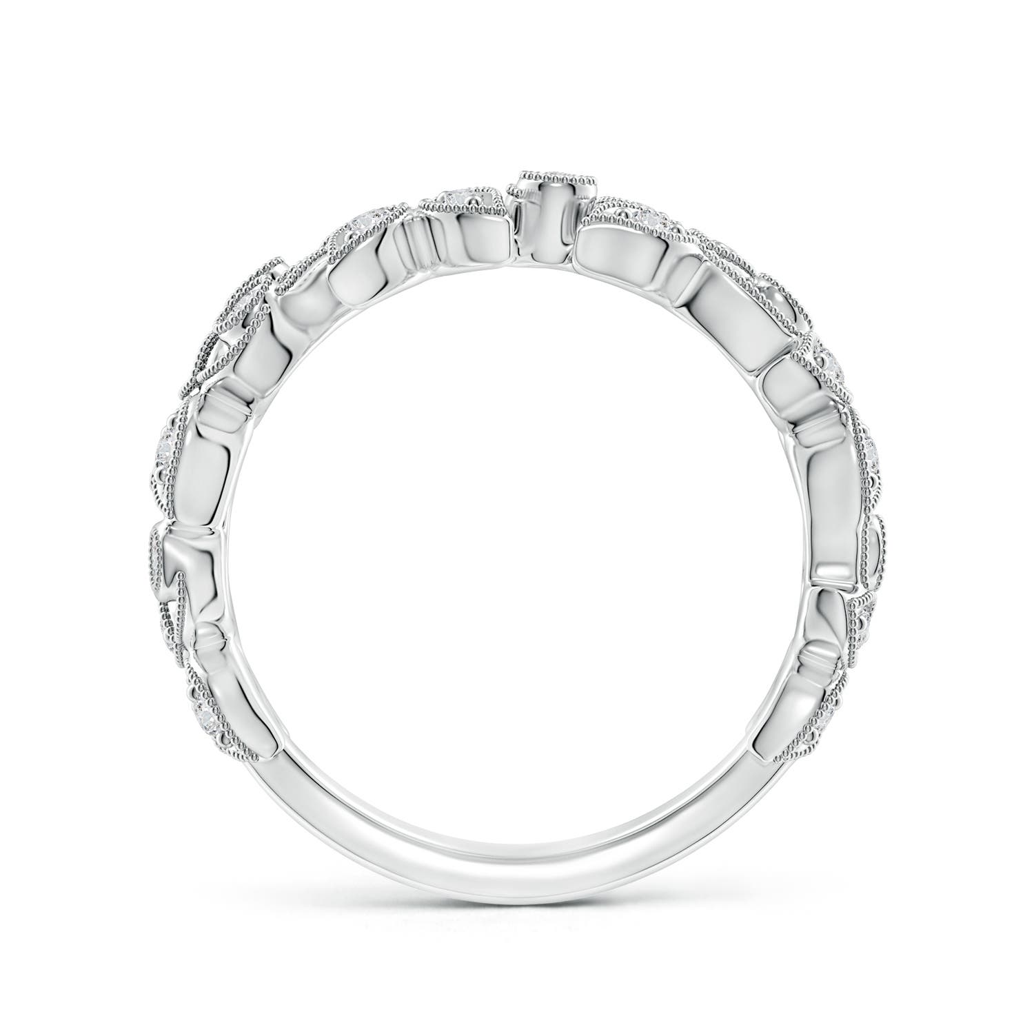 1.3mm HSI2 Nature Inspired Round Diamond Vine Ring in 18K White Gold