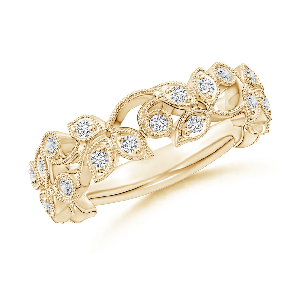 1.3mm HSI2 Nature Inspired Round Diamond Vine Ring in Yellow Gold 