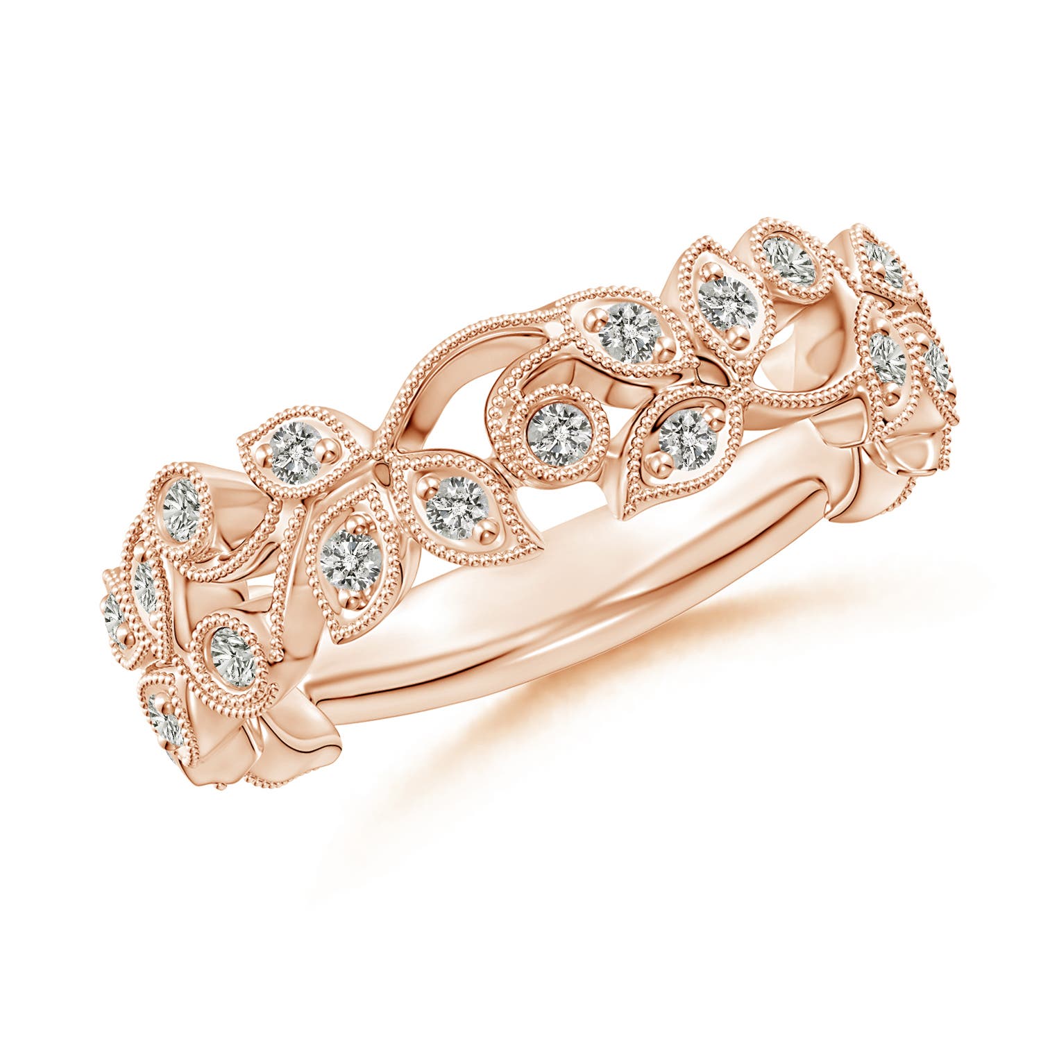 1.3mm KI3 Nature Inspired Round Diamond Vine Ring in 18CT Rose Gold
