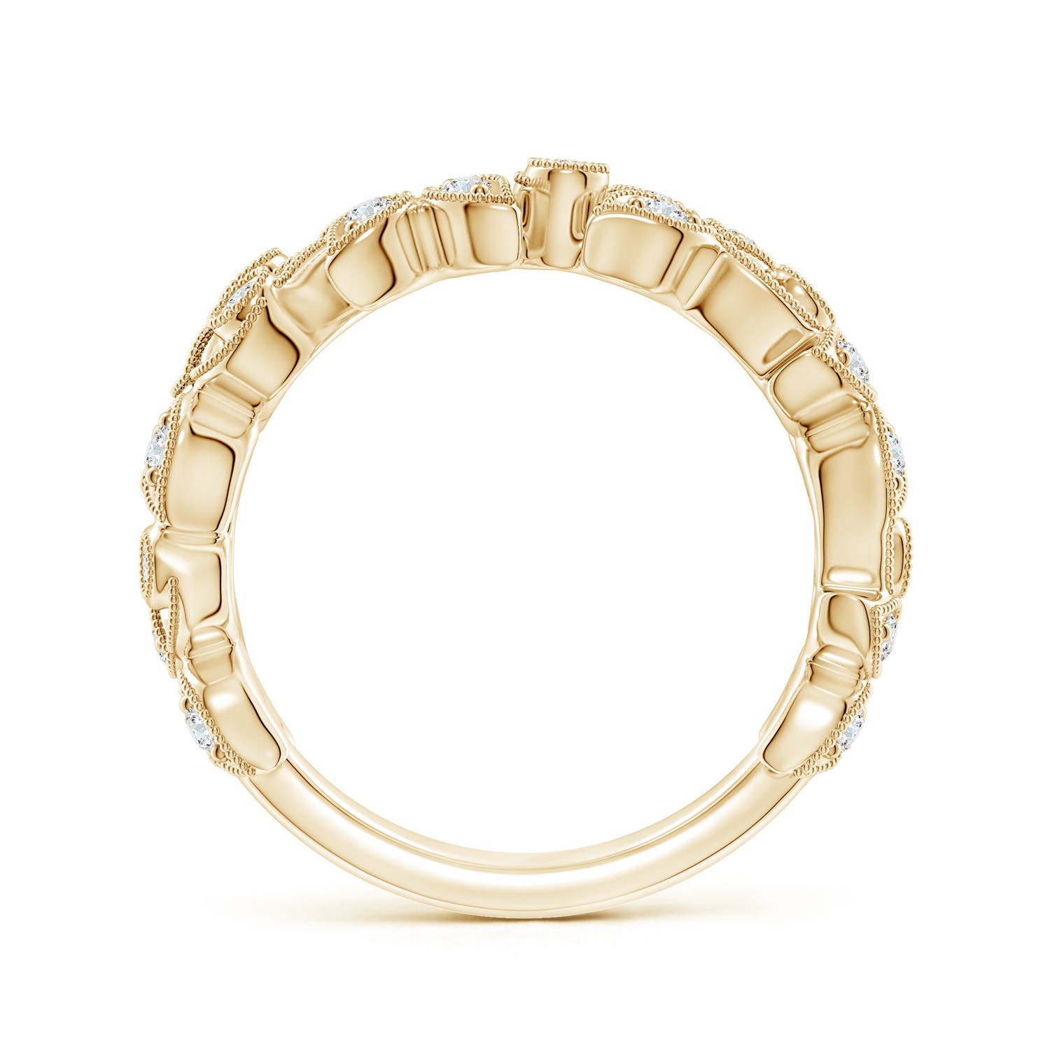 1.5mm GVS2 Nature Inspired Round Diamond Vine Ring in 18K Yellow Gold