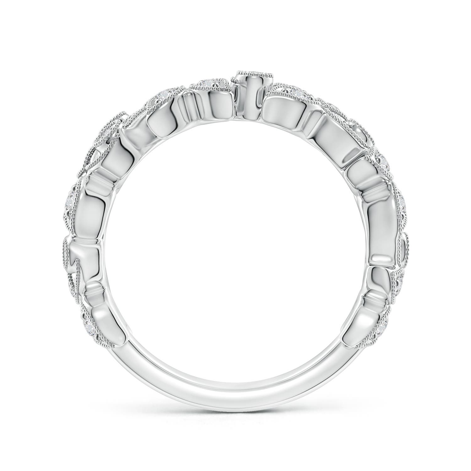 1.5mm HSI2 Nature Inspired Round Diamond Vine Ring in White Gold - side 2