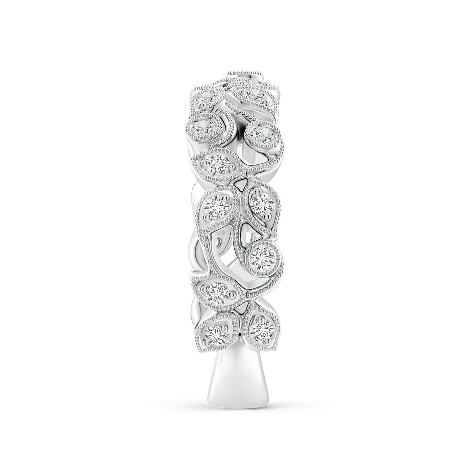1.5mm HSI2 Nature Inspired Round Diamond Vine Ring in White Gold - side 3