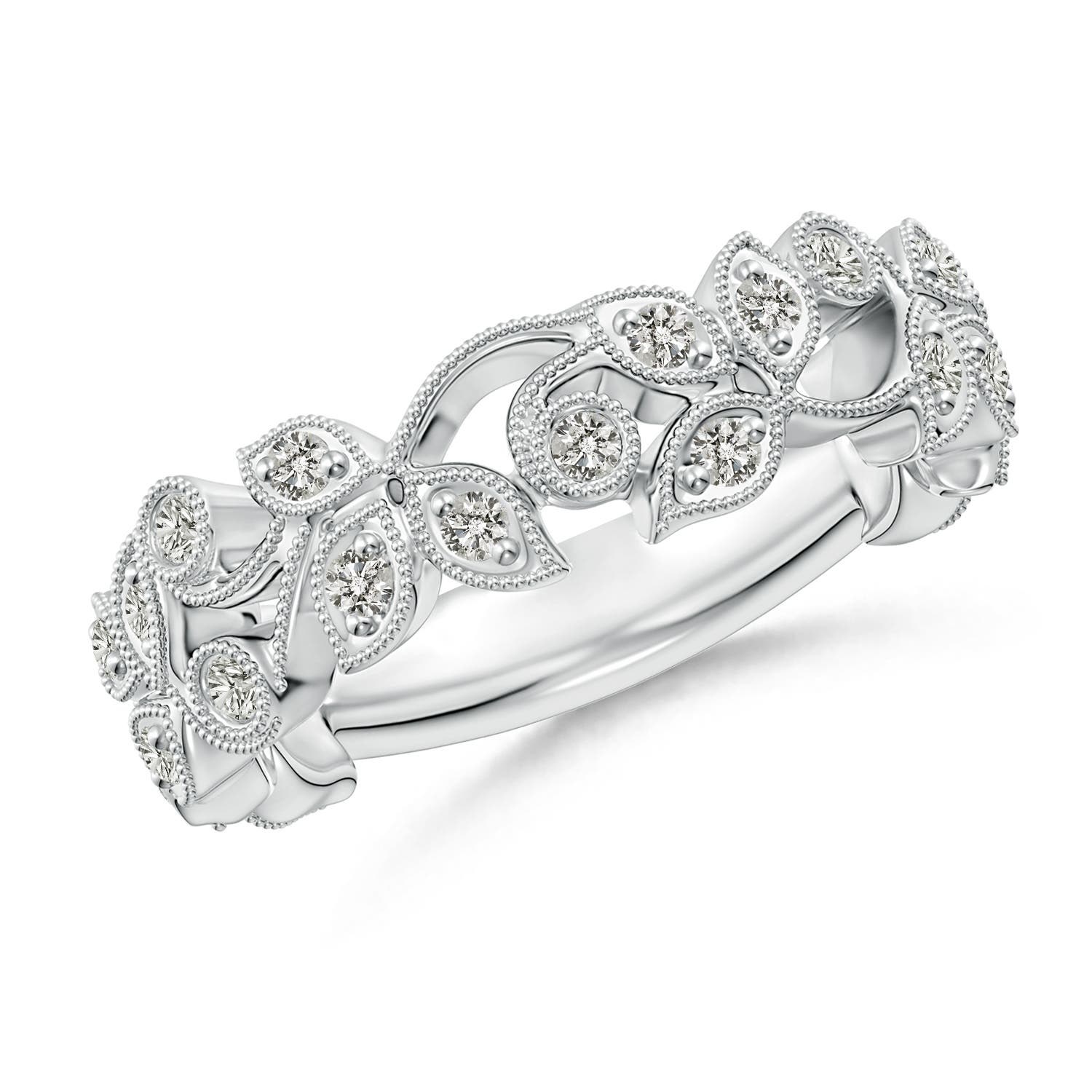 1.5mm KI3 Nature Inspired Round Diamond Vine Ring in White Gold
