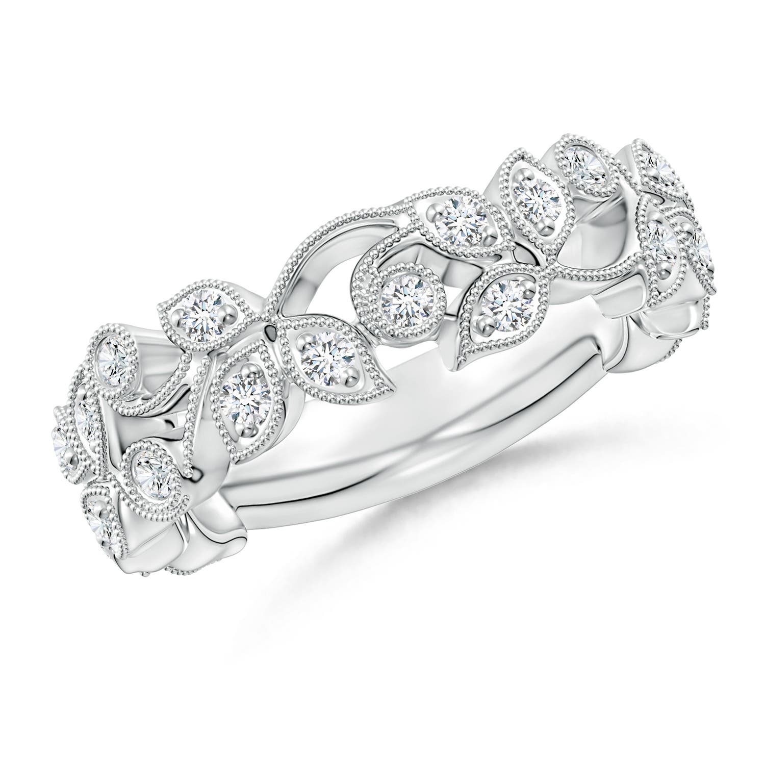 1.8mm GVS2 Nature Inspired Round Diamond Vine Ring in 18K White Gold