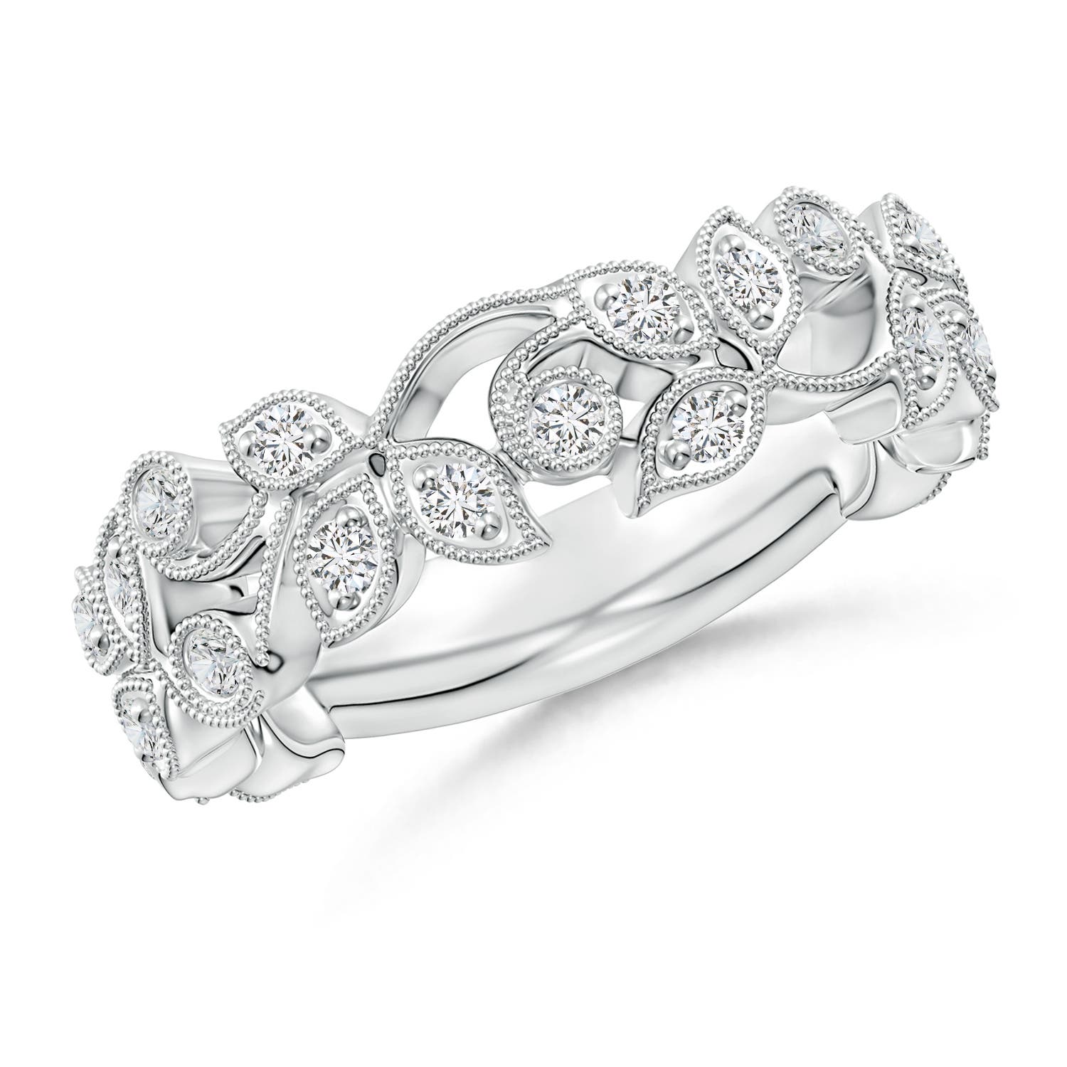 1.8mm HSI2 Nature Inspired Round Diamond Vine Ring in 18K White Gold