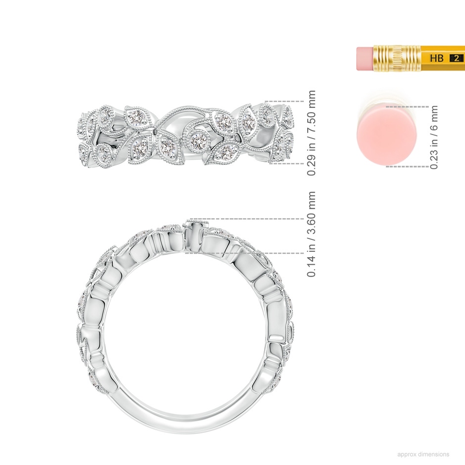 1.8mm IJI1I2 Nature Inspired Round Diamond Vine Ring in 18K White Gold ruler