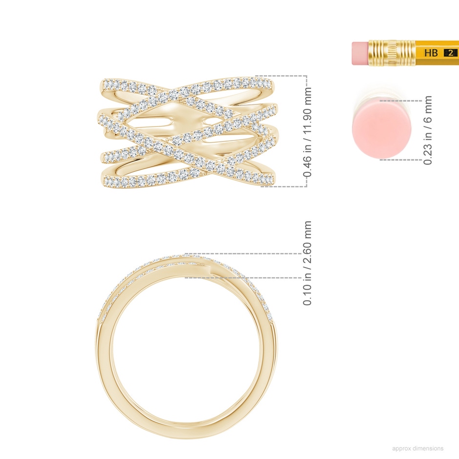 1.1mm GVS2 Entwined Diamond Wrap Ring in Yellow Gold ruler