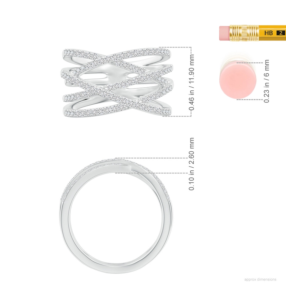 1.1mm HSI2 Entwined Diamond Wrap Ring in White Gold ruler