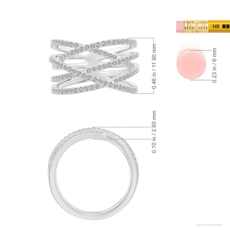 1.1mm KI3 Entwined Diamond Wrap Ring in White Gold ruler