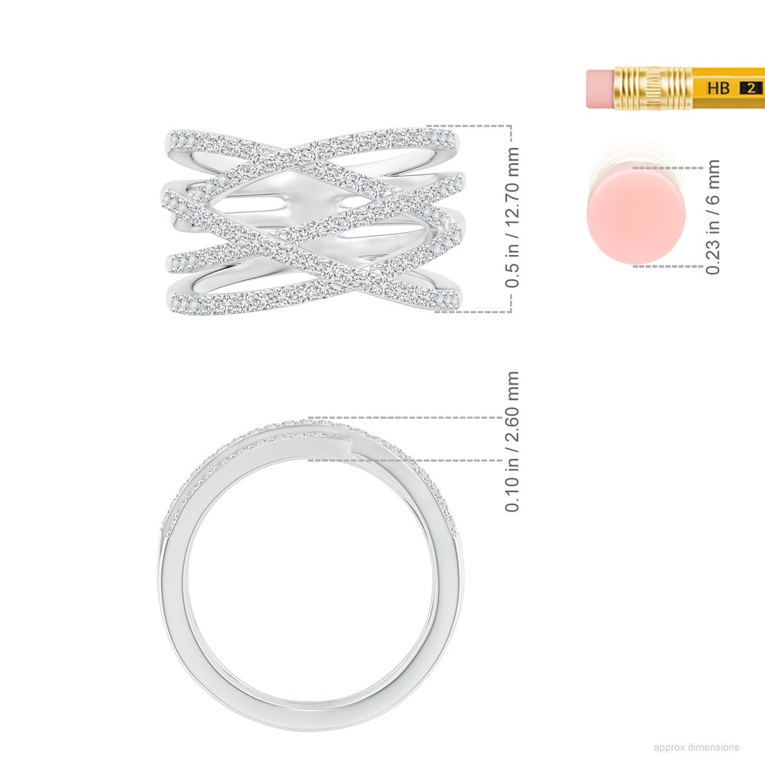 1.2mm HSI2 Entwined Diamond Wrap Ring in White Gold - ruler