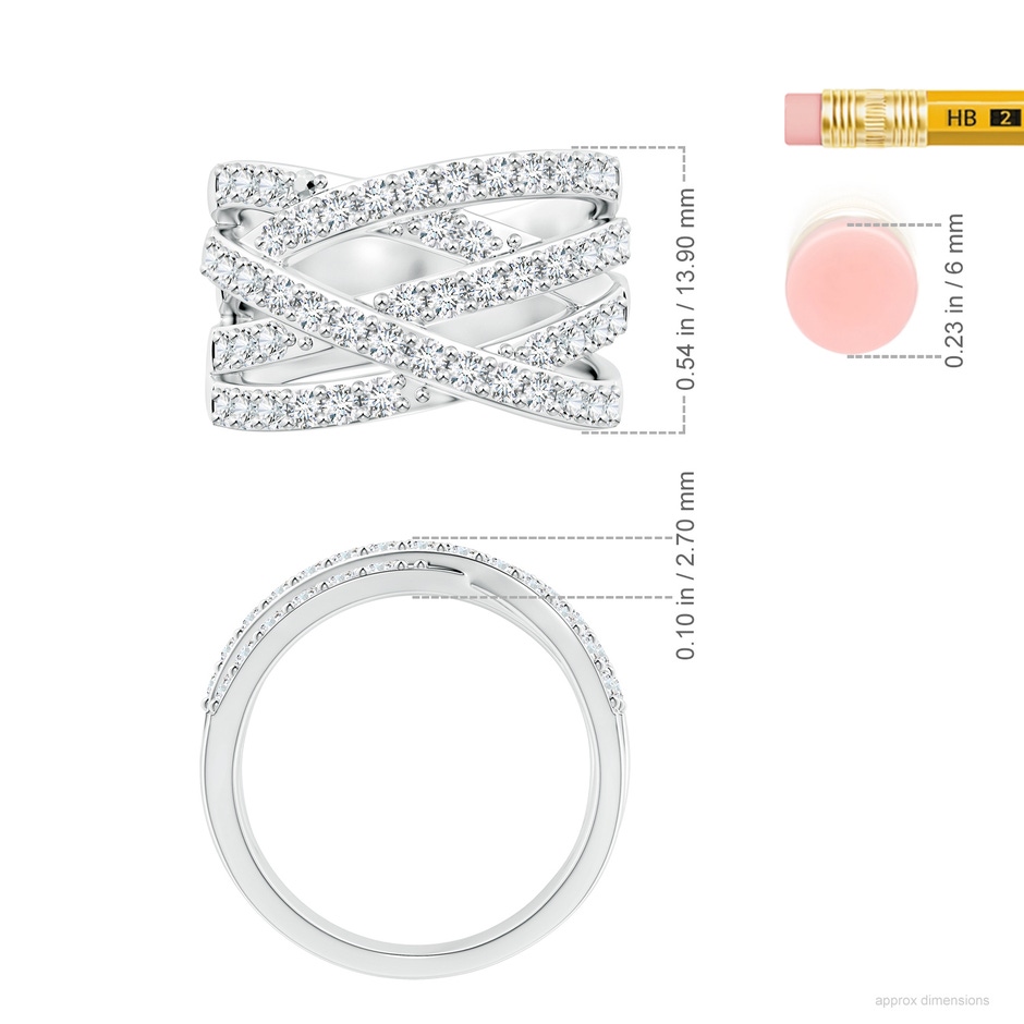 1.9mm GVS2 Entwined Diamond Wrap Ring in 18K White Gold ruler