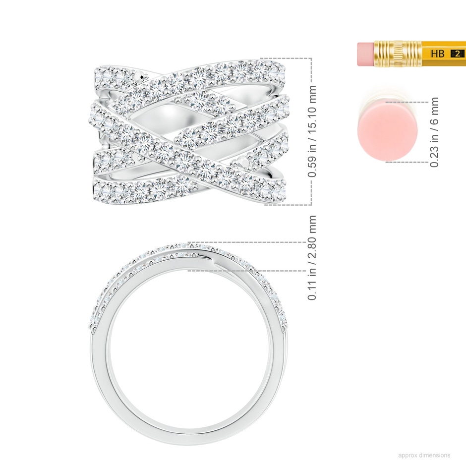 2.2mm GVS2 Entwined Diamond Wrap Ring in 18K White Gold ruler