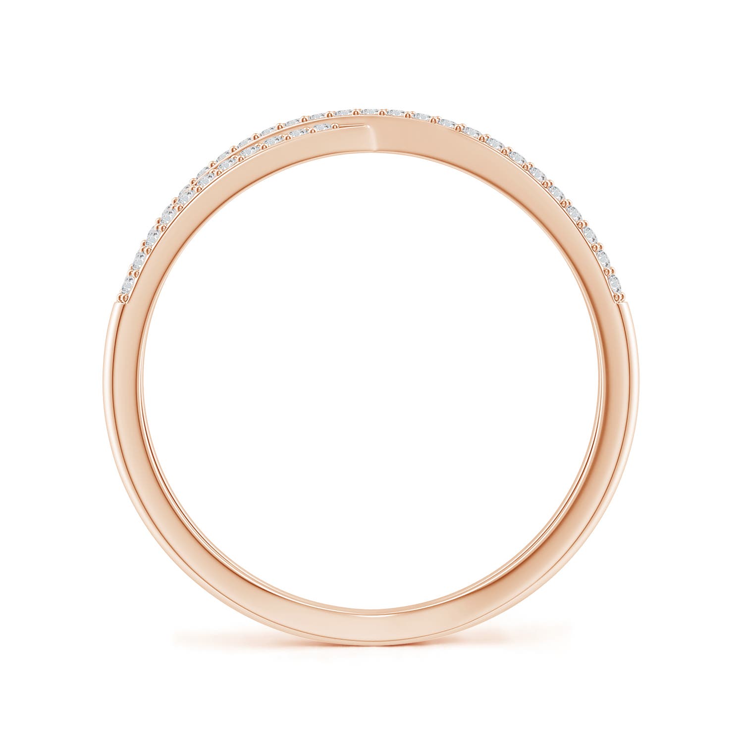 0.9mm HSI2 Prong-Set Diamond Criss Cross Ring in 18K Rose Gold