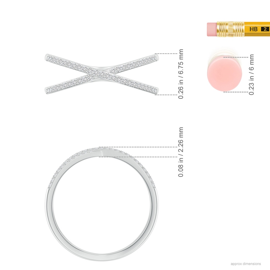 0.9mm HSI2 Prong-Set Diamond Criss Cross Ring in White Gold ruler
