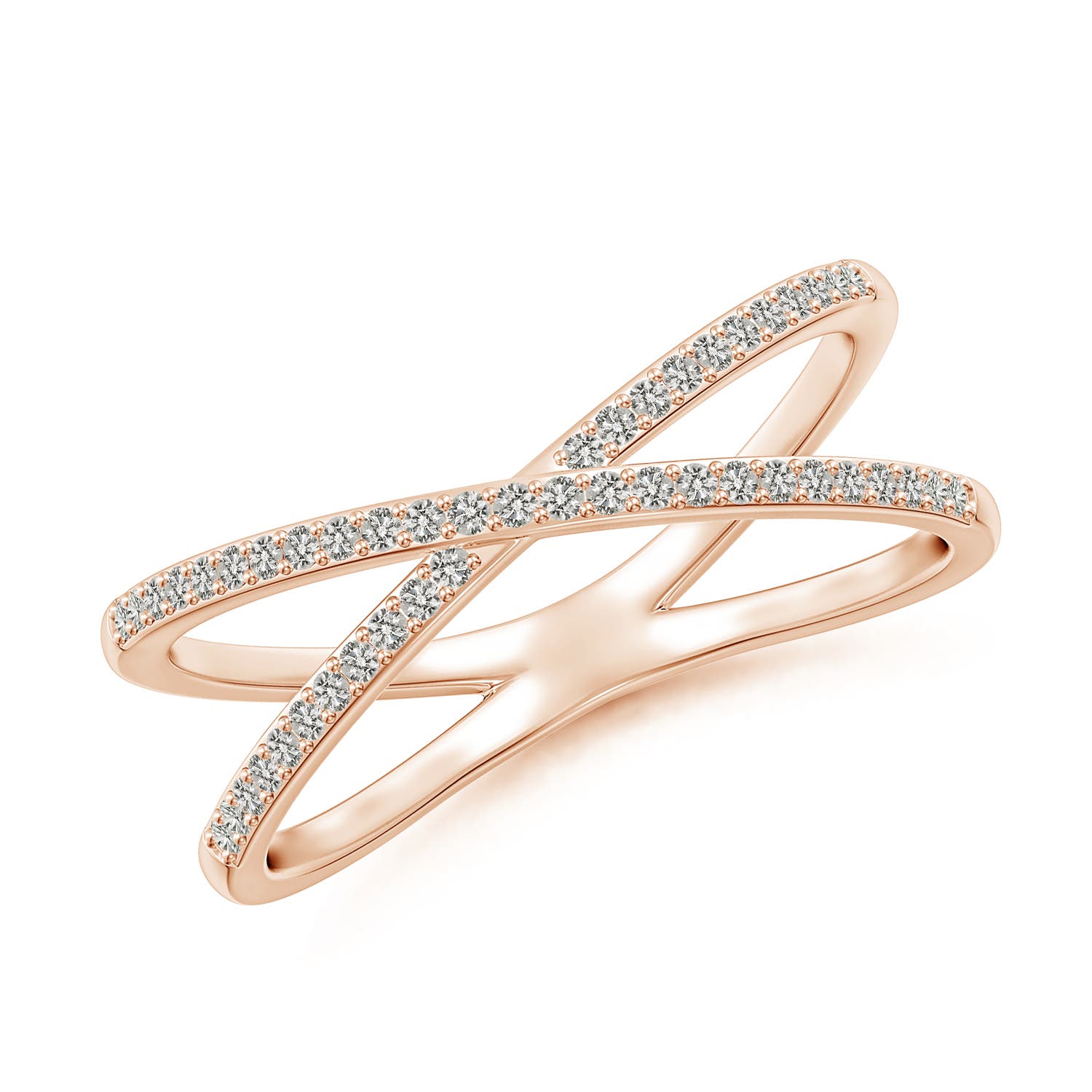0.9mm KI3 Prong-Set Diamond Criss Cross Ring in Rose Gold