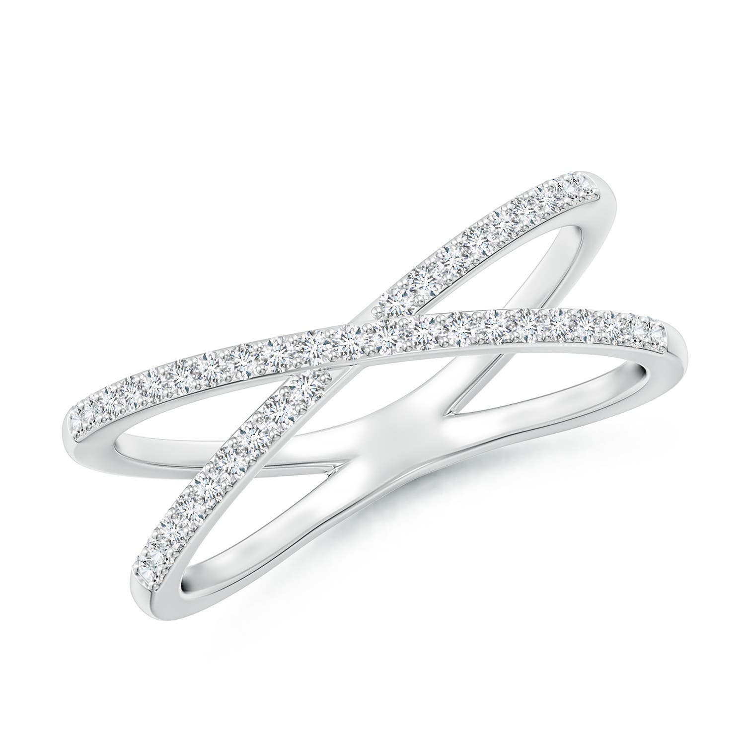 1.15mm GVS2 Prong-Set Diamond Criss Cross Ring in 18K White Gold