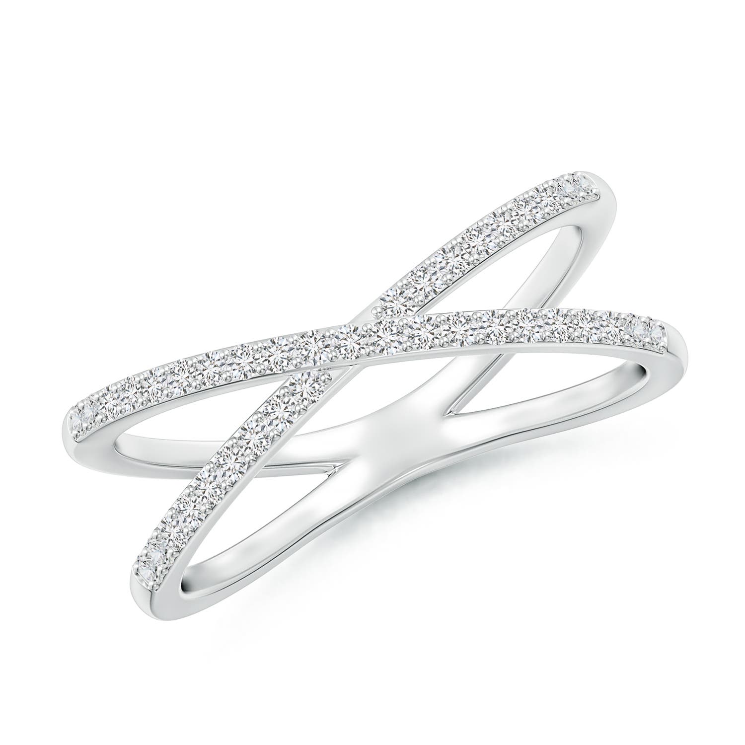 1.15mm HSI2 Prong-Set Diamond Criss Cross Ring in 18K White Gold