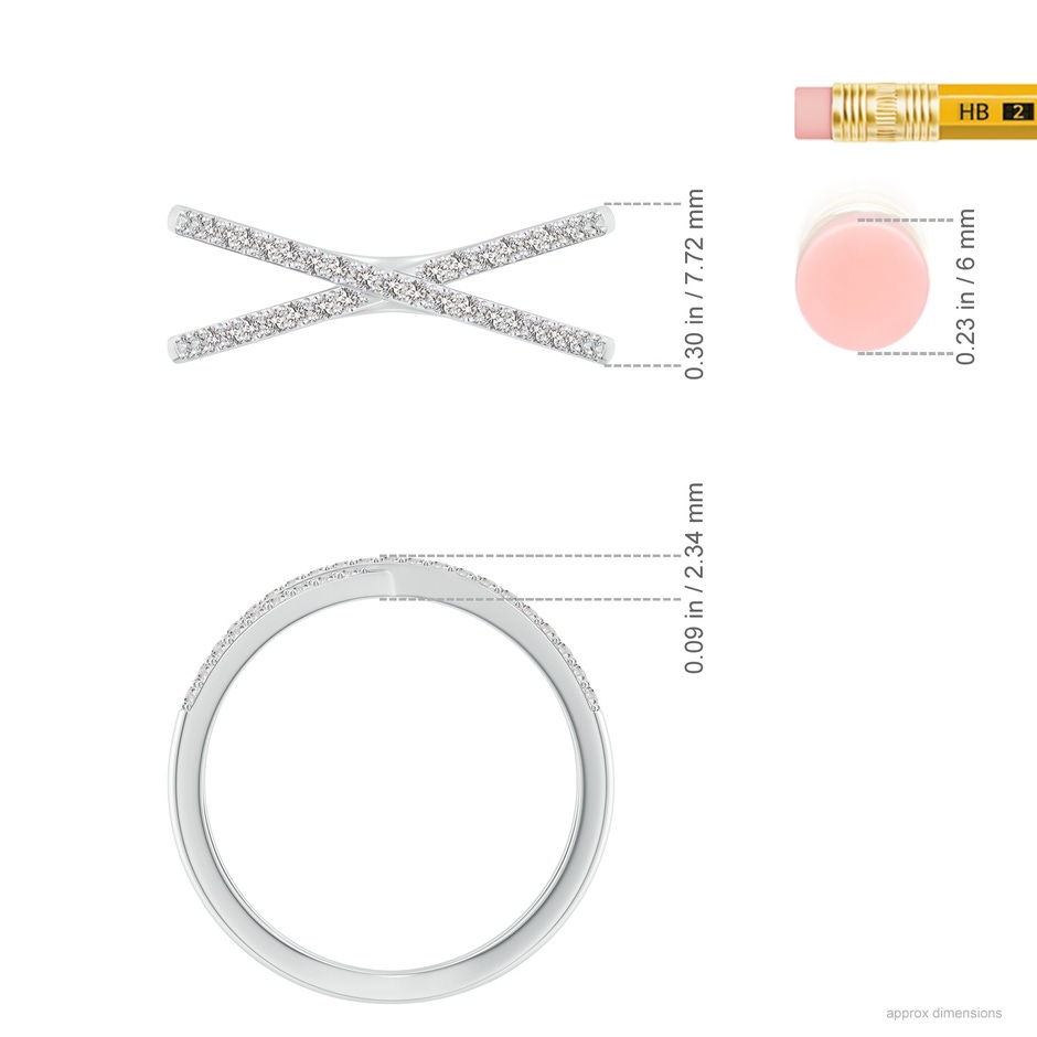 1.15mm IJI1I2 Prong-Set Diamond Criss Cross Ring in White Gold ruler