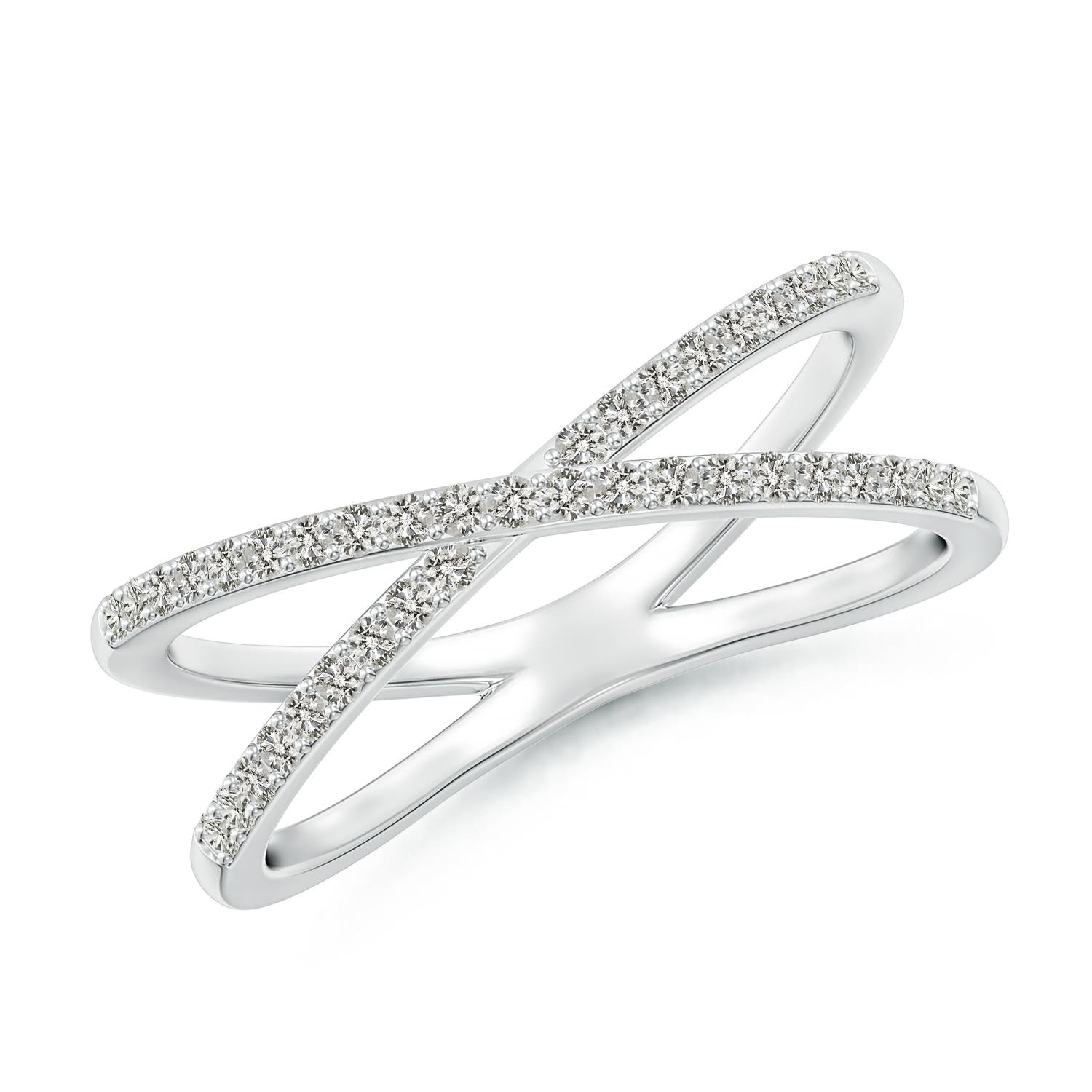 1.15mm KI3 Prong-Set Diamond Criss Cross Ring in 18K White Gold