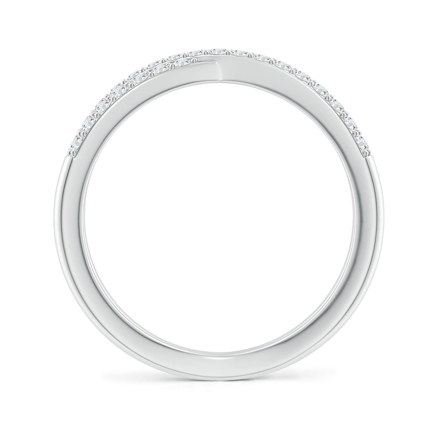 Prong-Set Diamond Criss Cross Ring in 14K White Gold(G, VS2