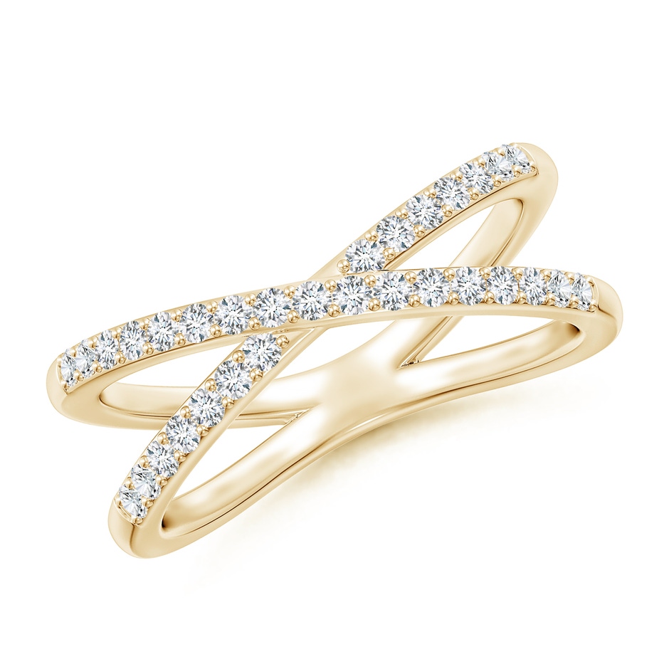 1.35mm GVS2 Prong-Set Diamond Criss Cross Ring in Yellow Gold 