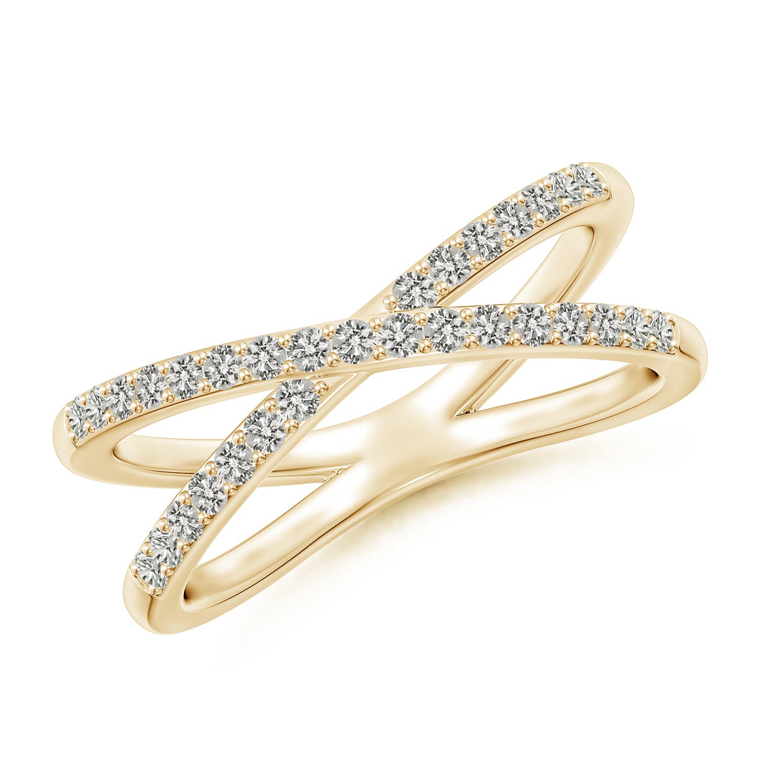 1.35mm KI3 Prong-Set Diamond Criss Cross Ring in Yellow Gold