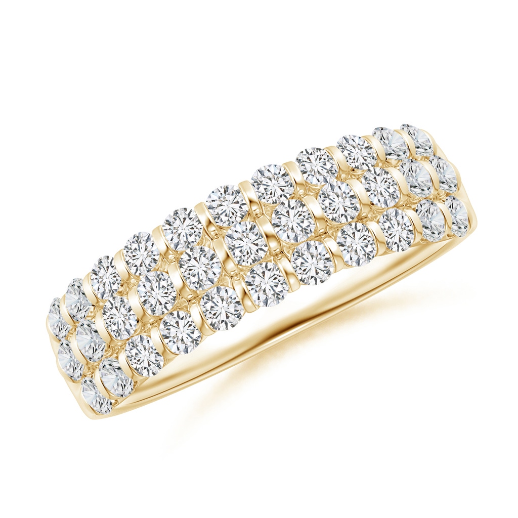 1.9mm HSI2 Three Row Bar-Set Diamond Anniversary Ring in Yellow Gold
