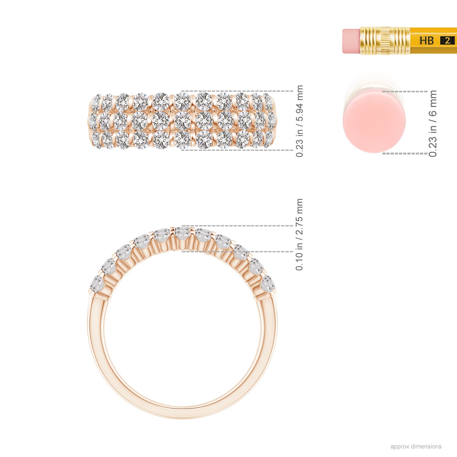 I-J, I1-I2 / 0.96 CT / 14 KT Rose Gold