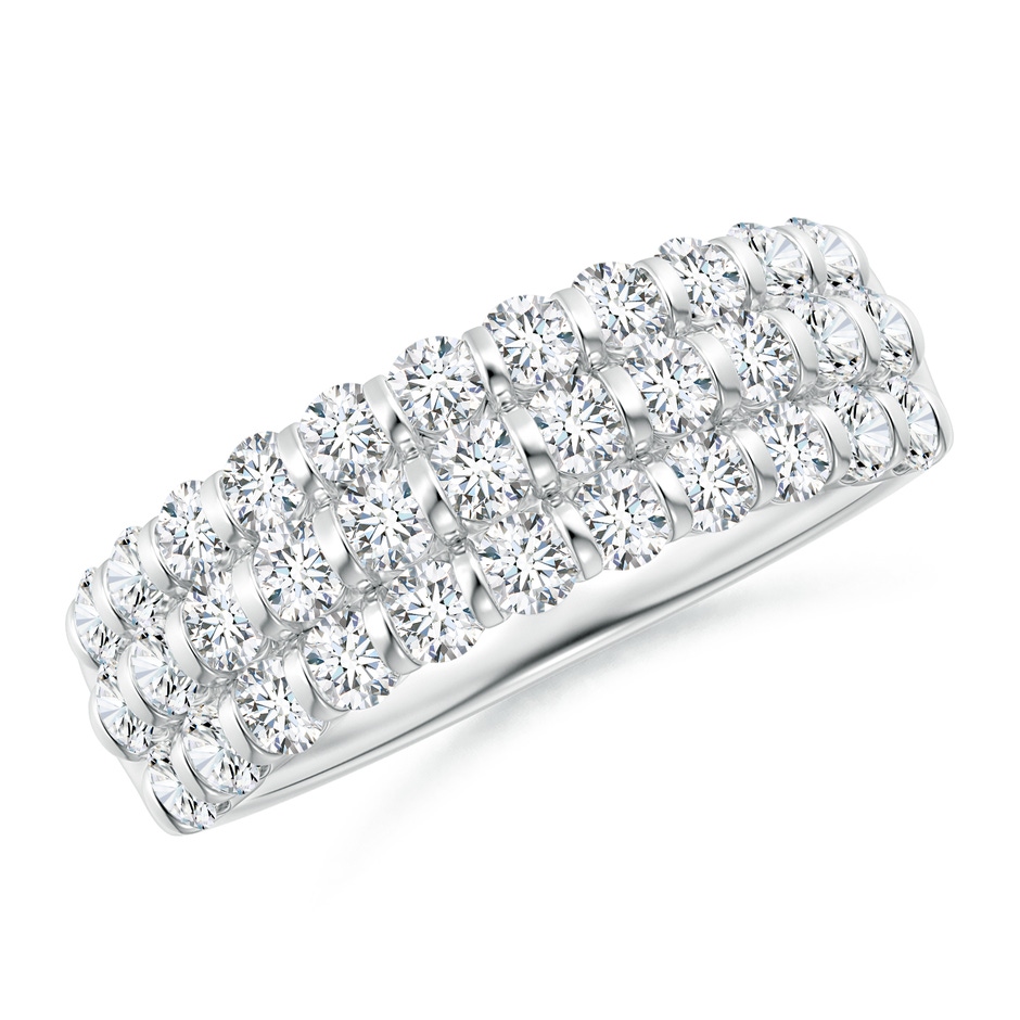 2.2mm GVS2 Three Row Bar-Set Diamond Anniversary Ring in White Gold 
