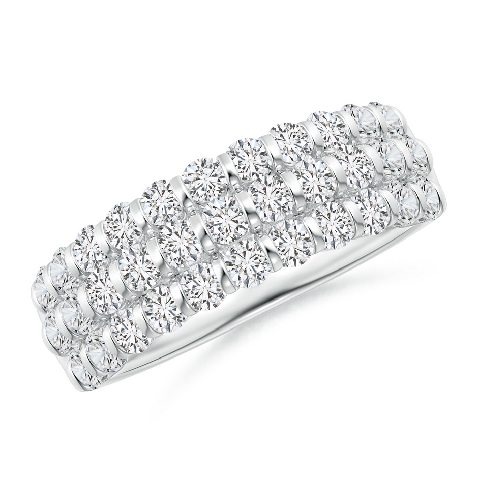 2.2mm HSI2 Three Row Bar-Set Diamond Anniversary Ring in White Gold 