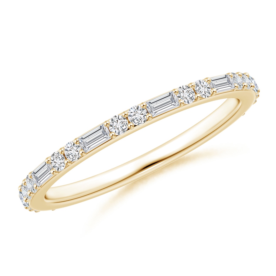 2.5x1.25mm HSI2 Baguette & Round Diamond Half Eternity Stackable Ring in Yellow Gold 