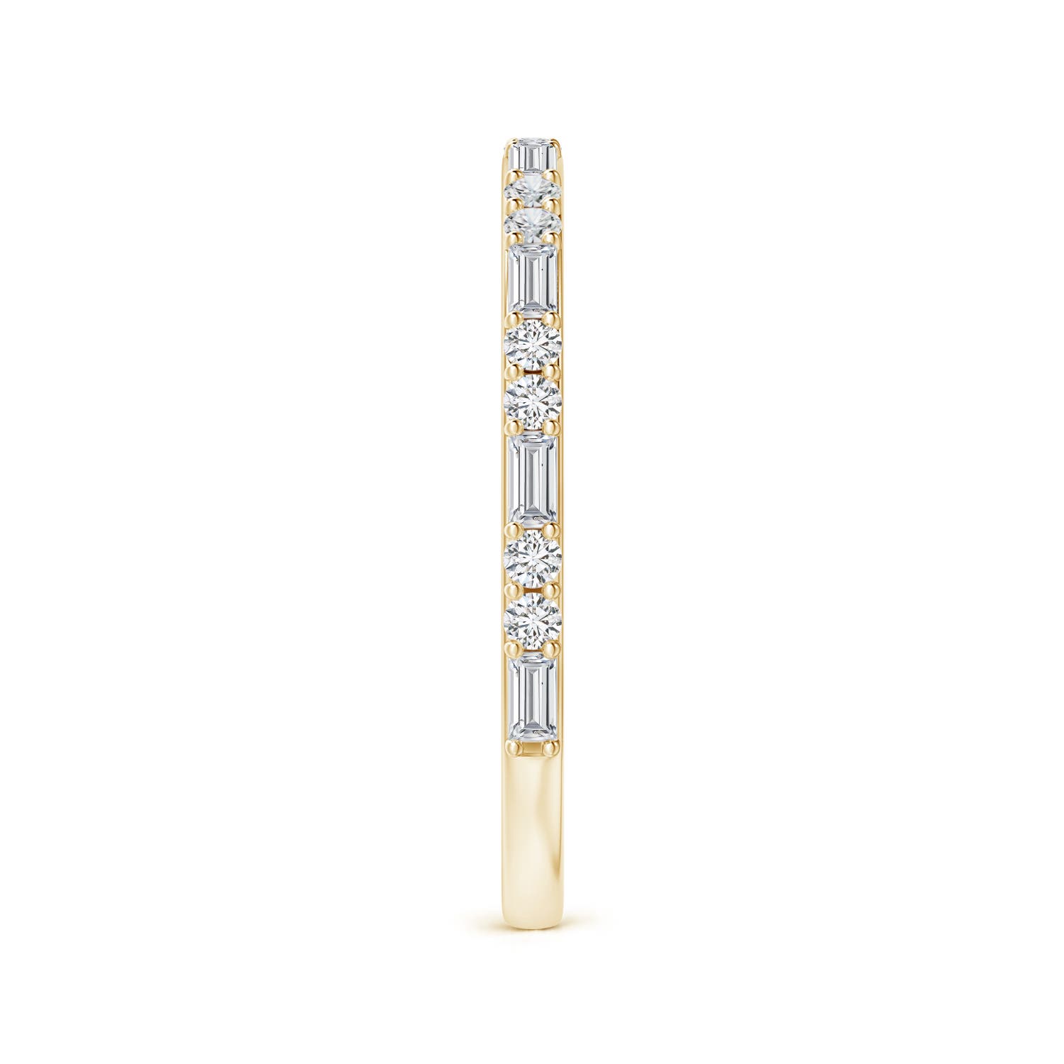 2.5x1.25mm HSI2 Baguette & Round Diamond Half Eternity Stackable Ring in Yellow Gold - side 5