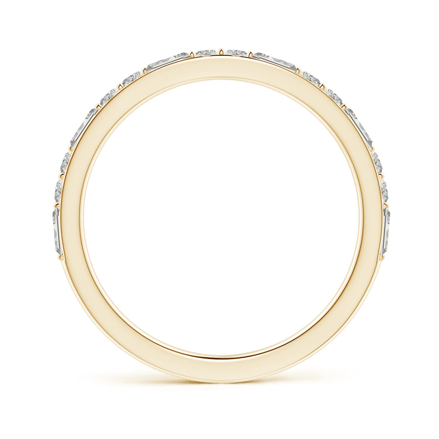 3x1.5mm KI3 Baguette & Round Diamond Half Eternity Stackable Ring in Yellow Gold - side 3