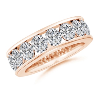 5x4mm HSI2 Channel-Set Oval Diamond Half Eternity Wedding Band in 18K Rose Gold