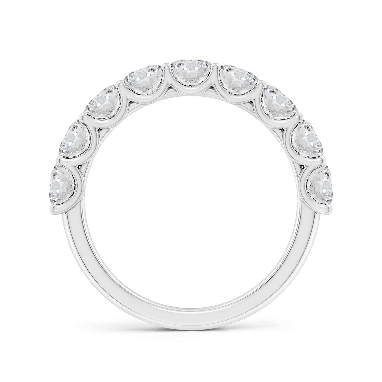 3.75mm HSI2 Shared Prong-Set Round Diamond Half Eternity Wedding Ring in 18K White Gold