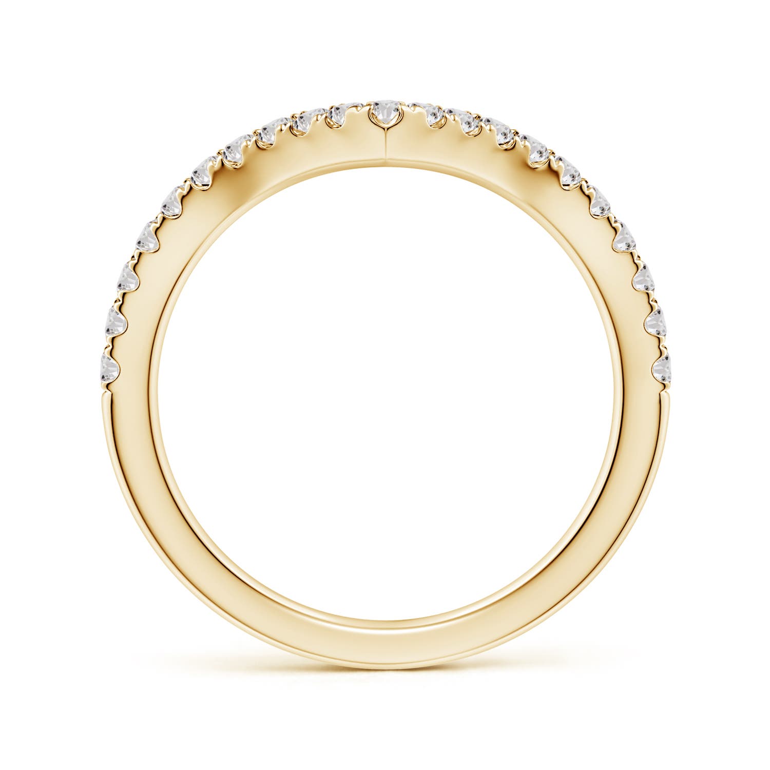 1.5mm IJI1I2 Diamond V-Shaped Contoured Wedding Ring in Yellow Gold - side 2