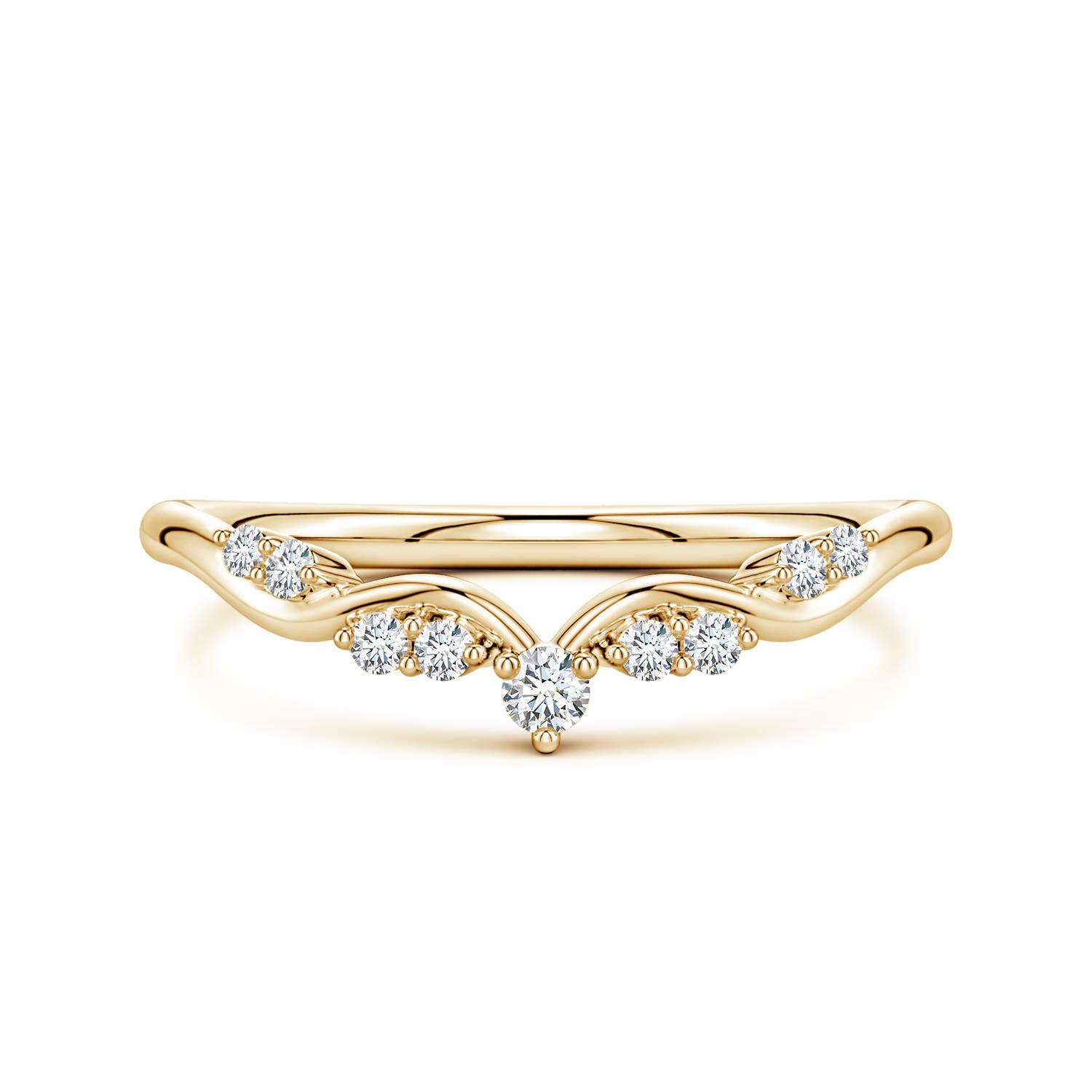 2.1mm GVS2 Prong-Set Round Diamond Crown Wedding Ring in 18CT Yellow Gold