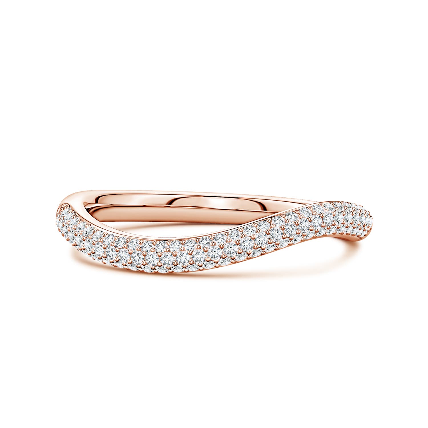 1mm GVS2 Diamond Curved Stackable Wedding Ring in Rose Gold
